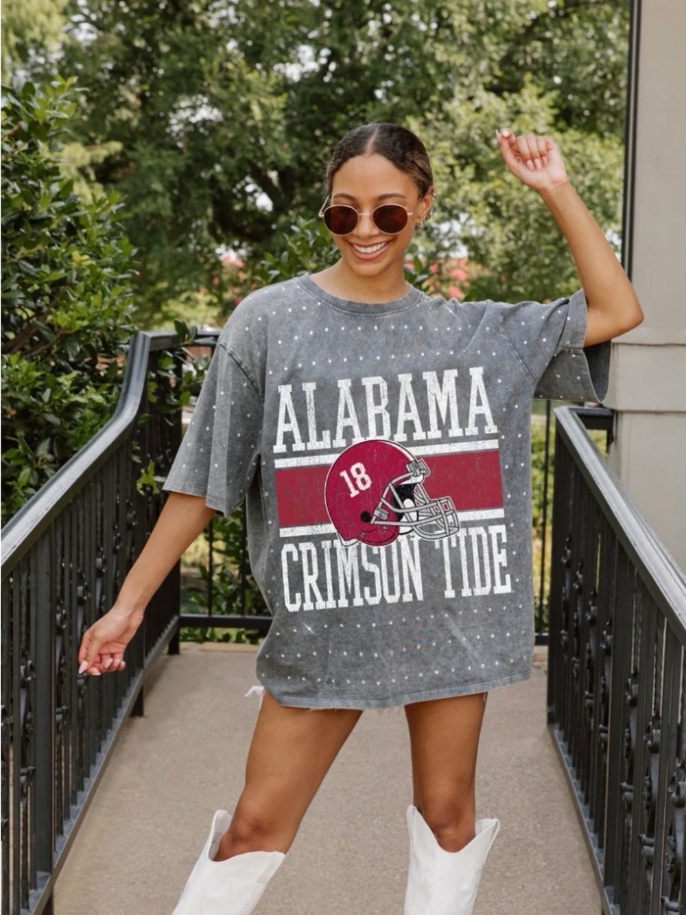 Alabama Crimson Tide Oversized Gray Graphic Tee